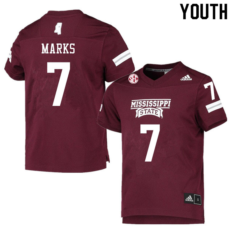 Youth #7 Jo'quavious Marks Mississippi State Bulldogs College Football Jerseys Sale-Maroon - Click Image to Close